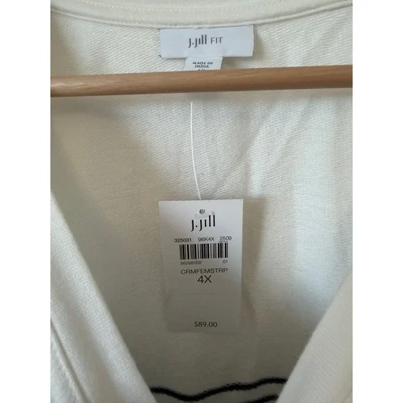 J.Jill Fit French Terry Striped Tunic – White & Black – Size 4X – NWT - Picture 4 of 5